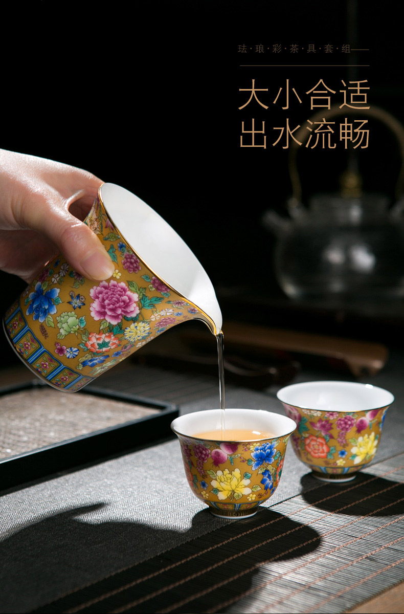 Jingdezhen than household ceramic cups colored enamel paint kung fu tea set fair keller tureen gift boxes