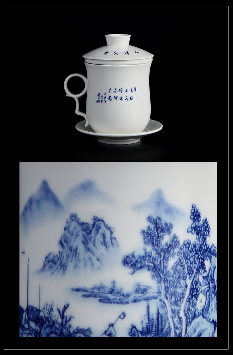 Jingdezhen porcelain ceramic cups office personal special glass with cover filtration separation tea tea cup