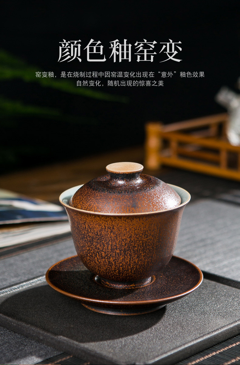 Three tureen teacup only a single red the jingdezhen ceramic bowl with a large hand tea kung fu tea tea set