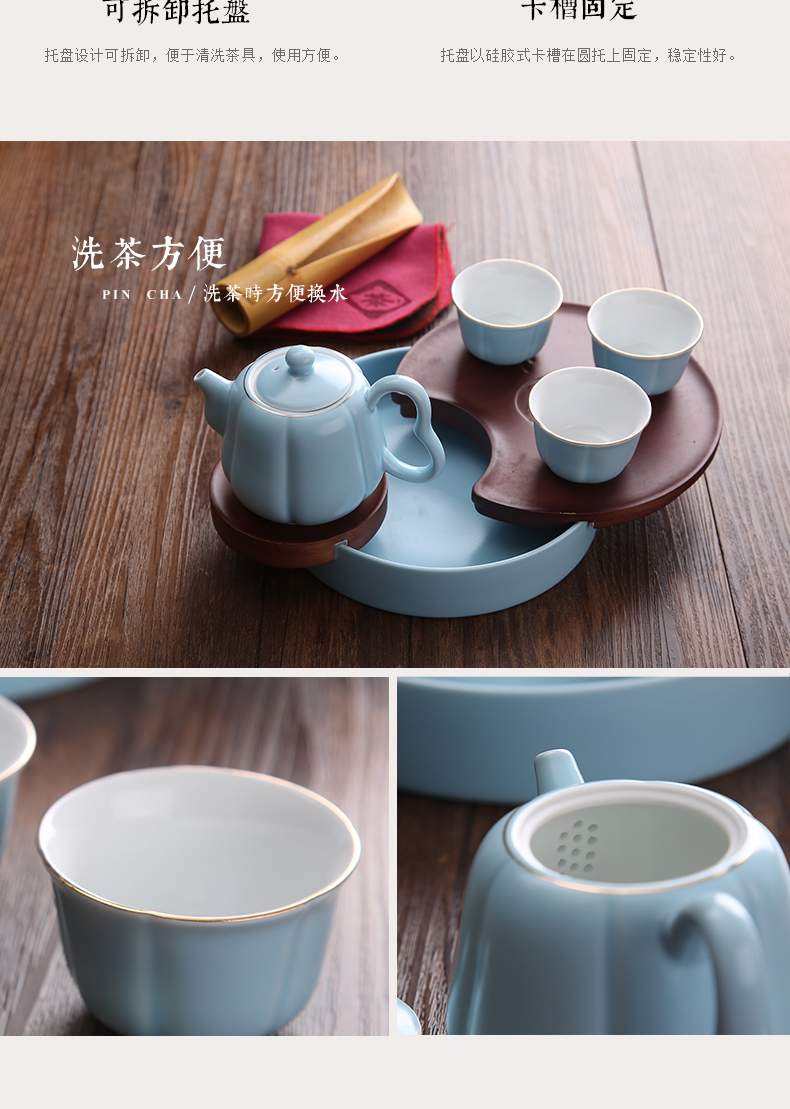 Jingdezhen ceramic tea set kung fu tea set modern travel portable bag the whole household mini little teapot