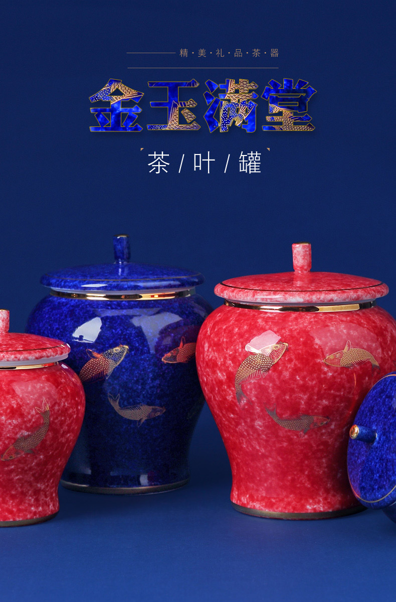 Jingdezhen ceramic seal caddy fixings as cans with blue glaze see colour porcelain jar with cover household size tea storage tanks