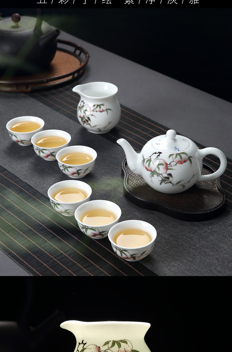 Jingdezhen Chinese lid and exquisite porcelain bowl of tea tea cups hand - made porcelain of kung fu tea set home