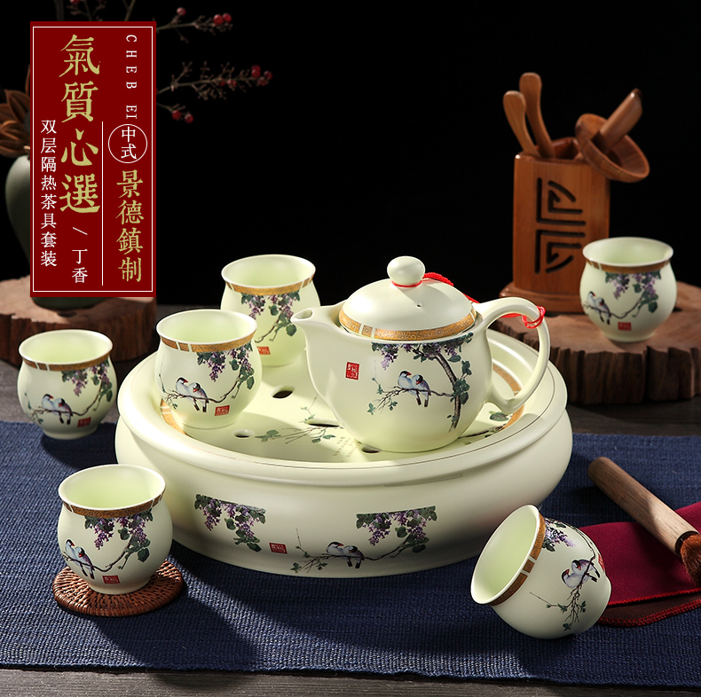 Jingdezhen tea sets tea home your up of a complete set of heat - resisting teapot tea tray ceramic cups kung fu tea set