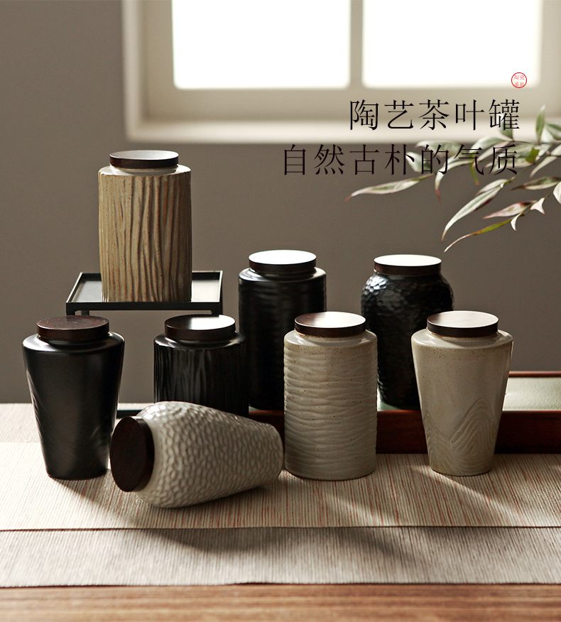 Red the jingdezhen ceramic seal storage warehouse storage tea pot archaize retro rough TaoXiaoZhong caddy fixings