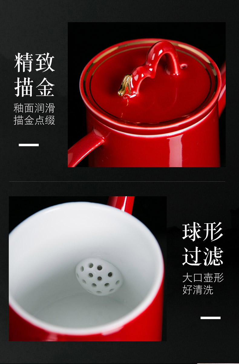 Jingdezhen ceramic glaze paint a complete set of kung fu tea set suit household of Chinese style red teapot tea cups