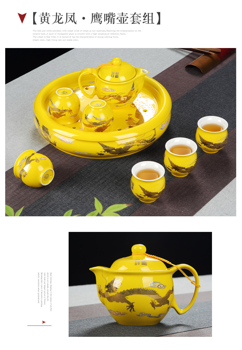 Jingdezhen ceramic kung fu tea set home sitting room of a complete set of double anti hot filter teapot tea tray cups