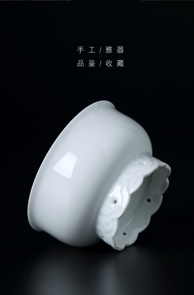 Jingdezhen ceramic masters cup single cup half knife mud hand - cut hand - made of new color white porcelain cups tea kungfu tea