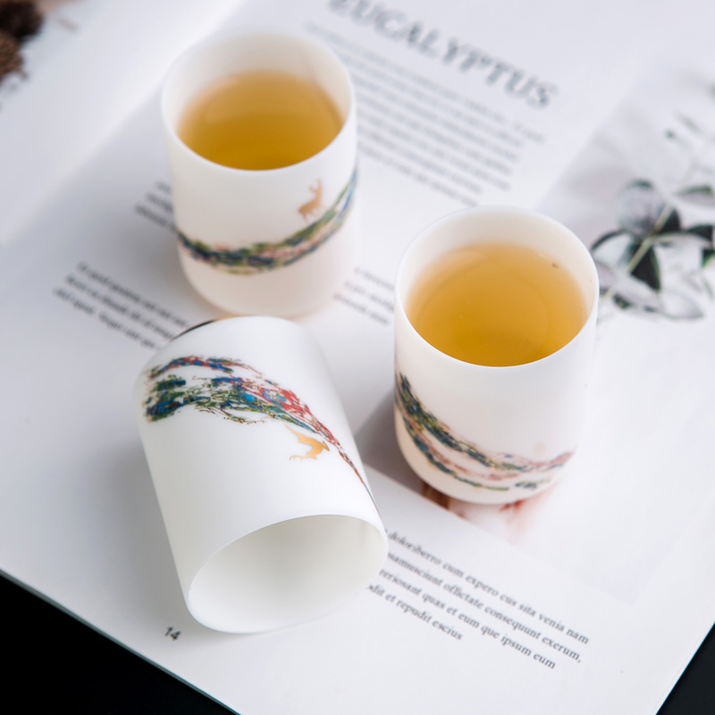 Jingdezhen ceramic tea cup suet jade white porcelain cup individuals dedicated men and women drinking tea tea master cup single CPU