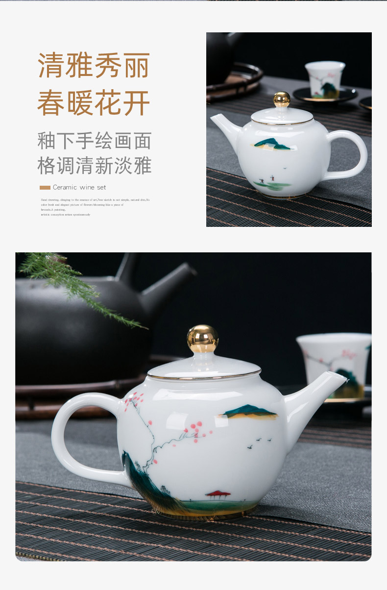 Jingdezhen ceramic hand - made kung fu tea set home sitting room office receive a visitor the whole tea tea tray