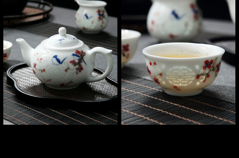 Jingdezhen Chinese lid and exquisite porcelain bowl of tea tea cups hand - made porcelain of kung fu tea set home