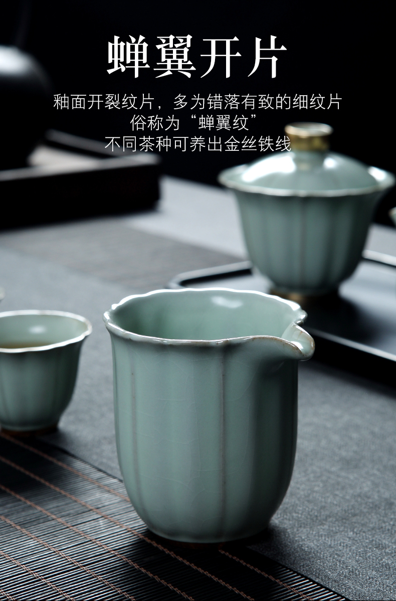 Jingdezhen your up ceramic kung fu tea set suit household light much the see colour of a complete set of tea tureen tea cups Chinese style