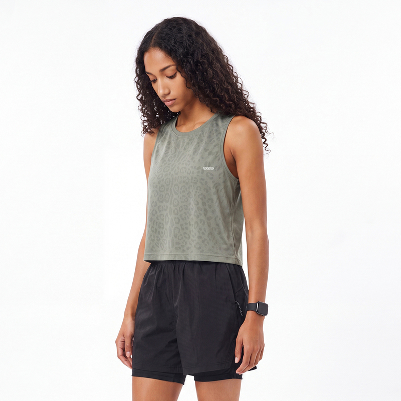 Remedy Leopard Print Sports Short Vest for Women, Summer Fitness Running Loose Sleeveless Top