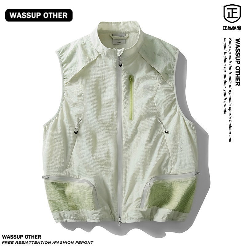 Wassup Other Outdoor Lightweight Sports Vest for Men, Summer Casual Reflective Sleeveless Quick-Drying Jacket for Men