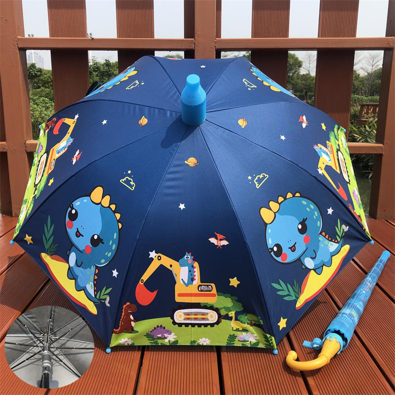 New Children's Umbrella Thickened Sunscreen Cartoon Dinosaur Excavator Automatic Primary School Boys Large Baby Long Handled Umbrella - Taobao