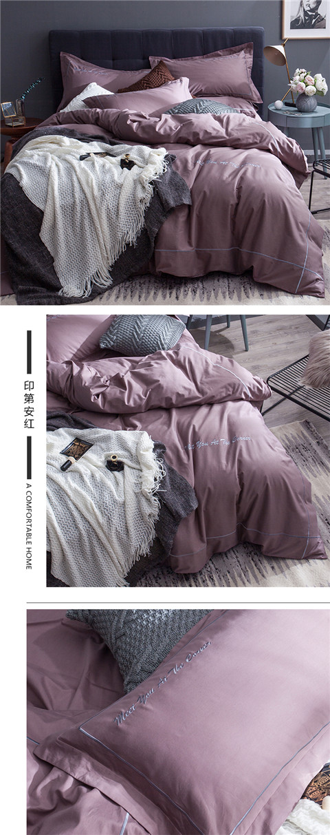 gia đình cotton bốn đơn giản rắn màu bông giường chăn đôi mùa xuân đích thực đơn - Bộ đồ giường bốn mảnh bộ ga nệm
