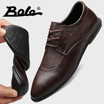 Summer leather soft bottom British mens casual leather shoes mens soft leather breathable thin high business dress leather shoes men