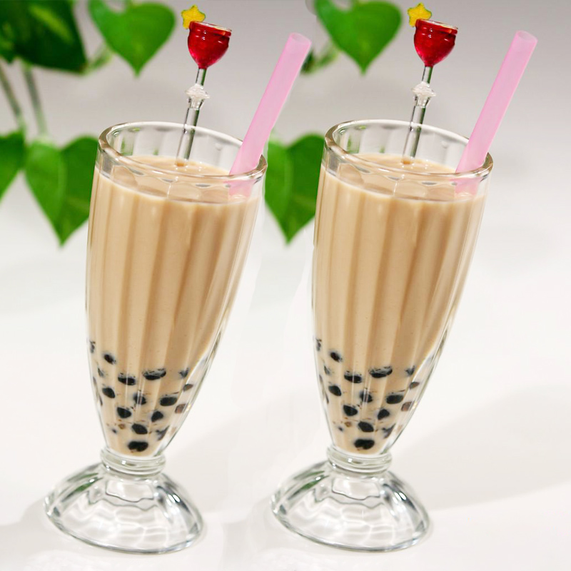 Thickened Milk Tea Cup Striped Transparent Glass Juice Cups Milkshake Cups Willow Pearl Milk Tea Cold Drinks Cups