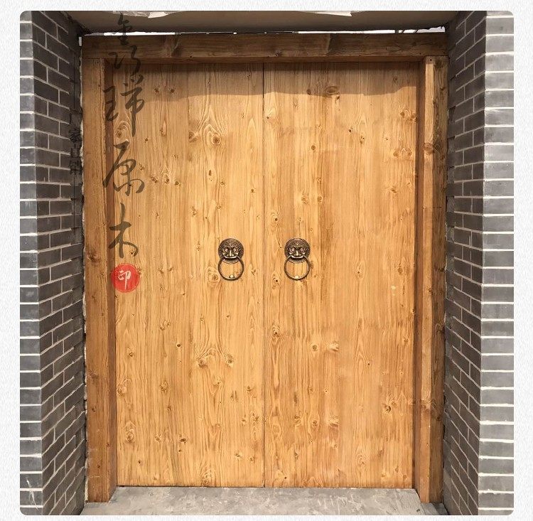 实木仿古中式大门别墅大门老榆木进户双开大门茶楼老式门庭院大门-阿里巴巴