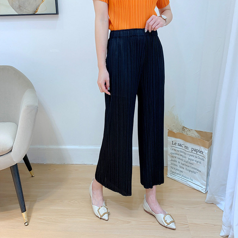 Miyake pleated pants all-match wide-leg pants women's 2021 summer new high-waisted large-size slim pleated straight-leg pants