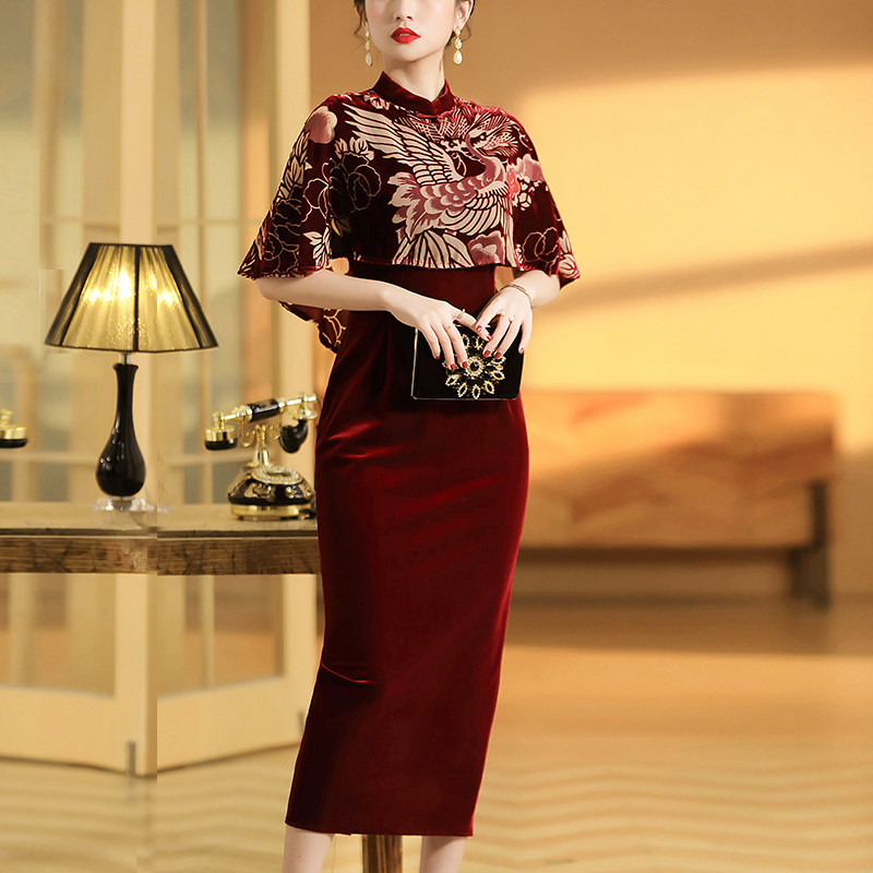 Wedding Wedding Mother Dress Foreign Pie Young Autumn Happy Mother-In-Law Wedding Party Dress Noble Qipao Mother-in-law Gown