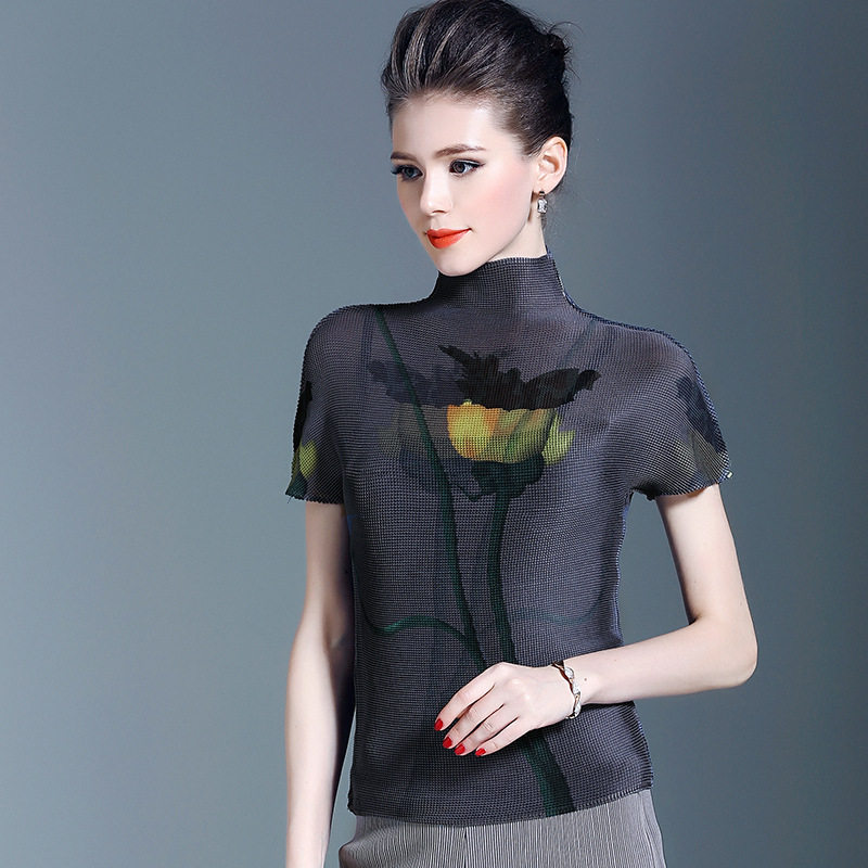 Three Homes Lifetime Clothes Women's Folds Blouses 2022 Spring Summer Springtime Great Size Fits Slim 100 Hitch T-shirt Short Sleeves