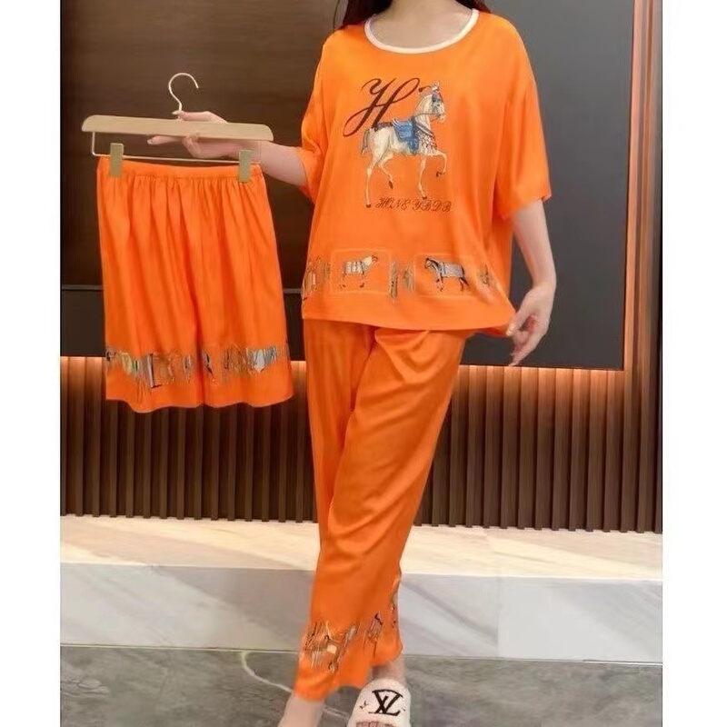 Pajamas for Women, New Summer Three-Piece Set, Good-Looking, Can Be Worn Outside, Short-Sleeved Shorts, Loose, Plus Size, Home Wear, Spring and Summer Pajamas for Women, New Summer Three-Piece Set, Good-Looking, Can Be Worn Outside, Short-Sleeved Shorts, Loose, Plus Size, Home Wear, Spring and Summer
