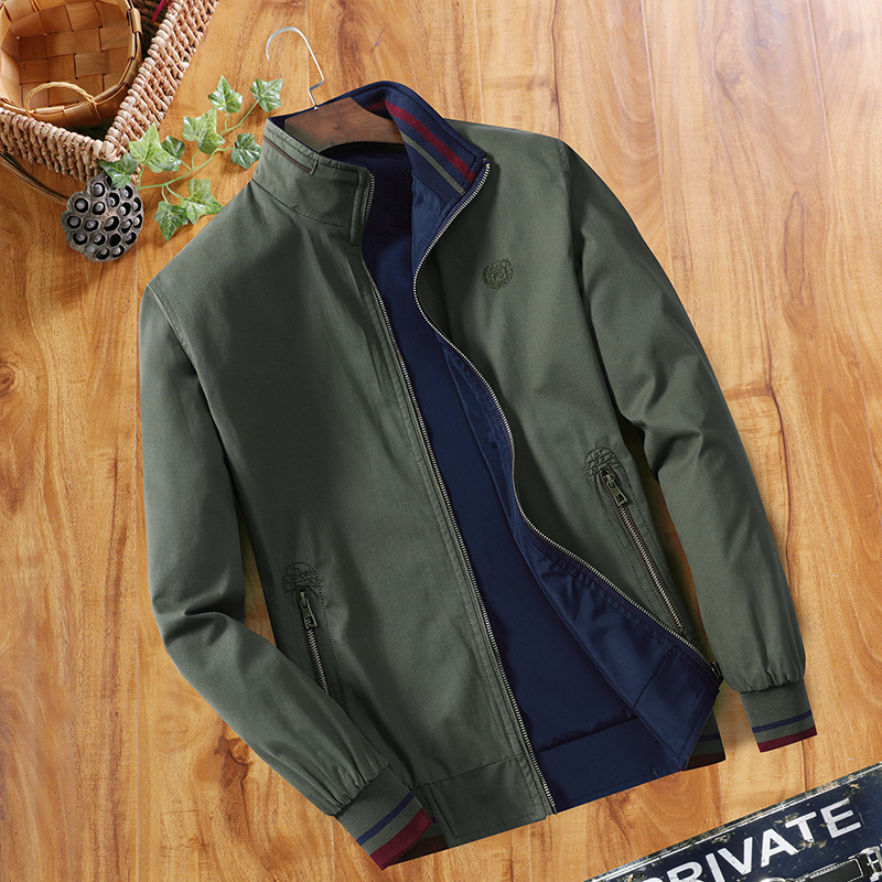 áo khoác mùa xuân và mùa thu cha loose-fitting hai mặt đeo bông trung niên nam áo khoác mỏng quần áo của nam giới.