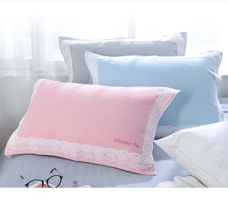 Khăn lau gối bông đôi cao cấp của châu Âu Khăn gối gạc dành cho người lớn đôi bông thấm mồ hôi học sinh khăn bông gối