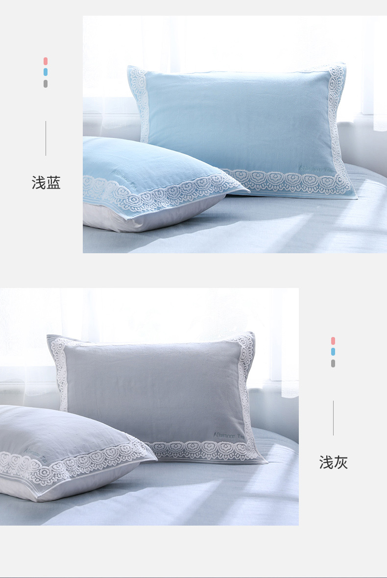 Khăn lau gối bông đôi cao cấp của châu Âu Khăn gối gạc dành cho người lớn đôi bông thấm mồ hôi học sinh khăn bông gối
