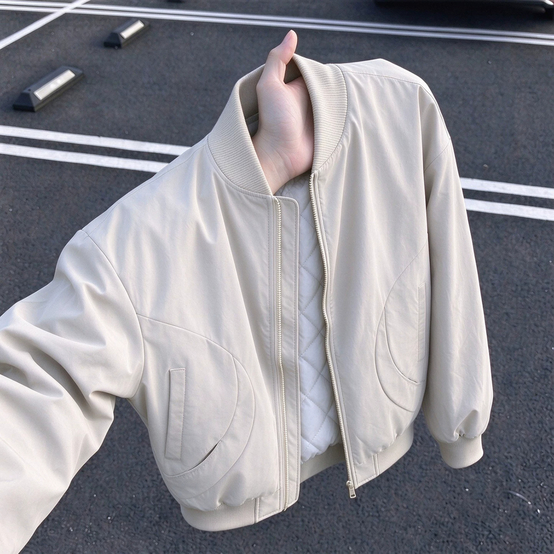 American-Style Short Flight Jacket, down Cotton Jacket, Men's Winter Thickened Padded High-End Jacket, Cleanfit Baseball Jacket