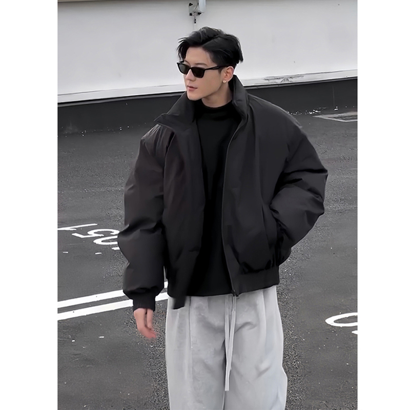 Black Flight Jacket down Cotton Coat for Men, Cleanfit American Style Cool Baseball Cotton Jacket, Oversized Workwear Jacket for Men Black Flight Jacket down Cotton Coat for Men, Cleanfit American Style Cool Baseball Cotton Jacket, Oversized Workwear Jacket for Men