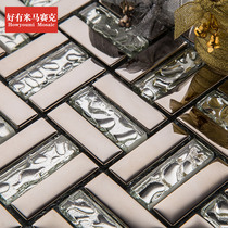 Good rice electroplating European style White glass mosaic tile sofa background wall bar decoration self-adhesive