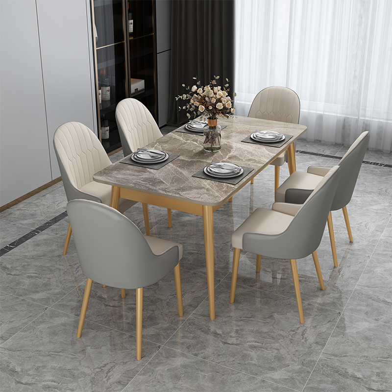 Dining table and chair combination home small apartment imported bright light luxury rock slab marble dining table modern minimalist rectangle