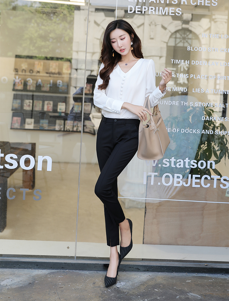 Quần chín nữ chuyên nghiệp 2018 xuân hè mới quần lọt khe quần công sở quần nữ xẻ đôi giản dị - Khởi động cắt quần jean lửng nữ
