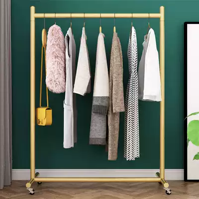 Drying rack floor-to-floor household indoor storage space-saving coat rack room bedroom hanger cold drying mobile pulley