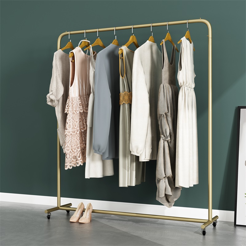 Clothes rack Floor-to-ceiling bedroom simple hanging clothes rack Simple modern net red household clothes rack drying rack with wheel
