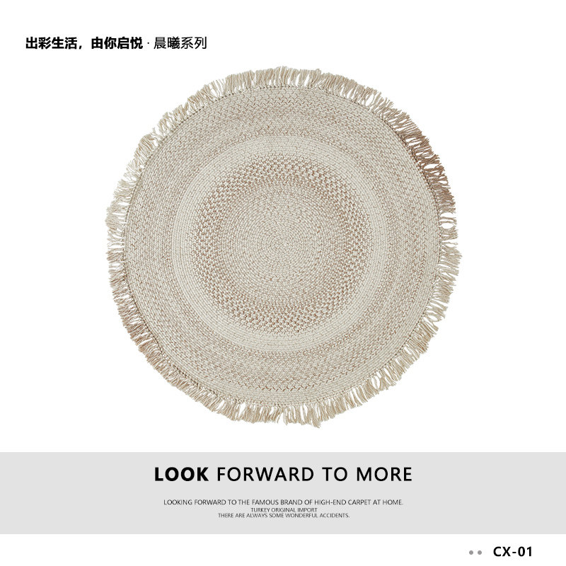 Pure hand-woven wool carpet abject wabi-sabi wind ins living room round coffee table blanket study cloakroom balcony