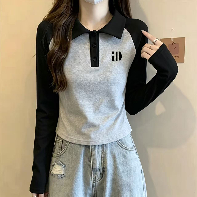 Unique, Beautiful and Stunning Top for Women, Early Autumn 2026 New Style, Polo Collar, Thin Inner Layer, Long-Sleeved T-Shirt