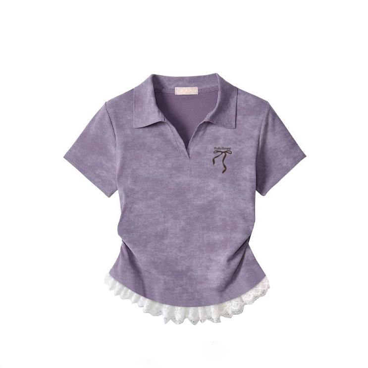 Especially Beautiful Tie-Dye Top with Cinched Waist, 2026 New Summer Unique and Stunning Polo Collar Short-Sleeve T-Shirt for Women