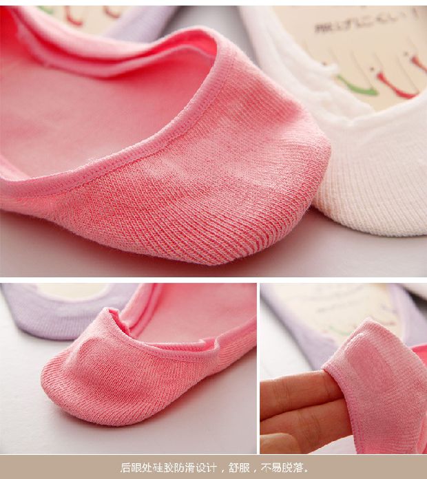 Mùa hè vớ nữ bằng sợi tre Hàn Quốc màu kẹo mỏng vớ vô hình silicone chống trượt miệng nông vớ nữ tất dài