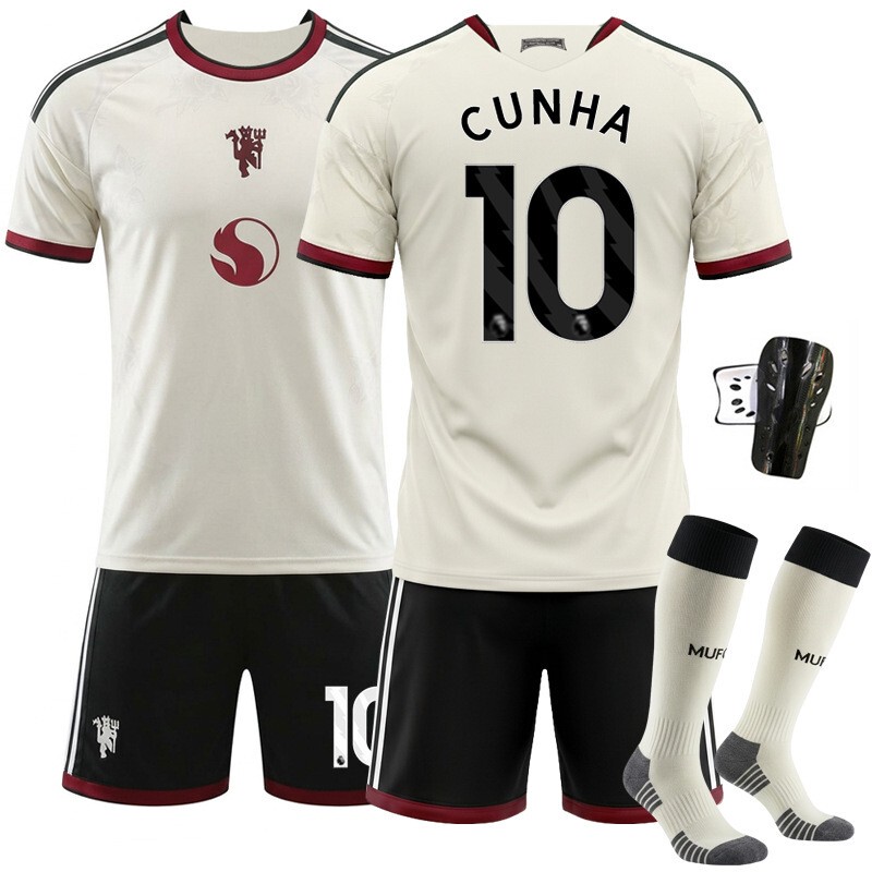 2627 Red Devils Second Away Jersey No. 8 B. Fernandes 10 Cunha 19 Mbeumo 37 Meno 9 Rashford Football Jersey