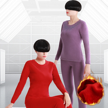 WARM UNDERWEAR SUIT LADY CORAL SUEDE 2021 AUTUMN WINTER SELF-HEATING ROUND COLLAR WORKOUT BODY WEAR BOTTOM AUTUMN CLOTHES AUTUMN PANTS