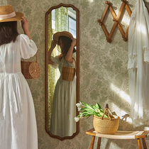 North American town American style solid wood hanging mirror into the family closed mirror wall-mounted retro-wall full body mirror wearing glasses