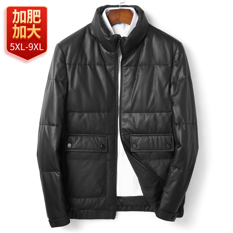 Winter imported head tire leather fur coat feather jacket men weighed with large fat leather jacket coat