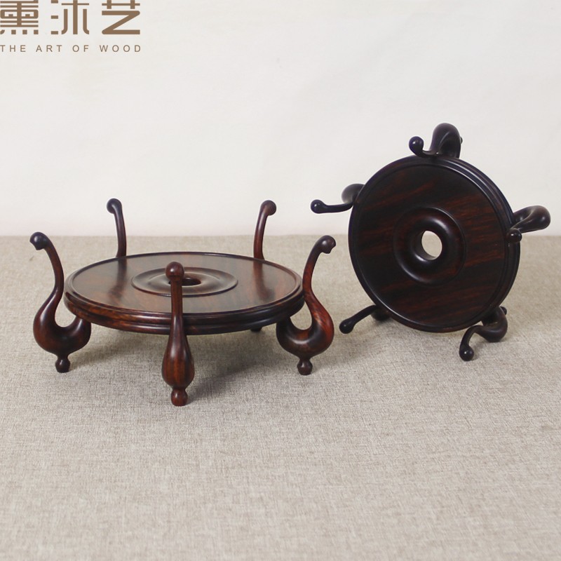 Teapot Base Large Red Acids Branches Floral Bronzes Purple Light Sandalwood Basin Retro Bonsai Jade Vase Pendulum base-Taobao