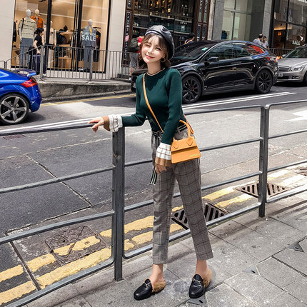 2018初秋新款女毛衣裤子两件套复古港味成熟