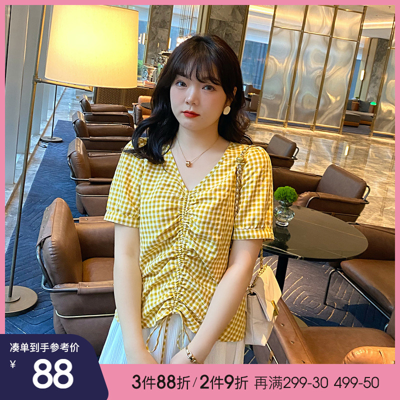 Multi-Treasure Large Size Women's Dress 2022 Summer Dress New Loose Design Sensation Bubble Sleeves Blouse Chubby Weight Slim Fit Slim Fit