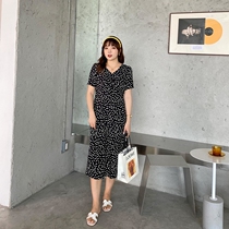 Cetoppel big code Womens dress Fat sister 2021 Summer clothes new V neckline Pot point long style dress Q0917