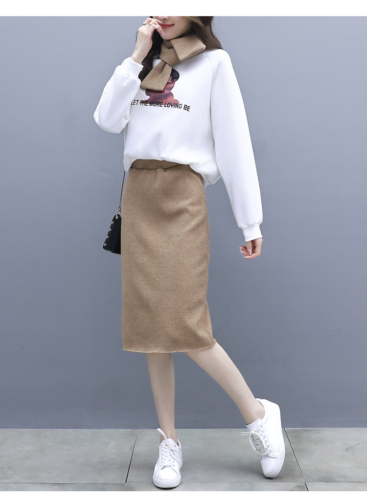 洋气套装女秋冬新款2018韩版加绒卫衣针织半