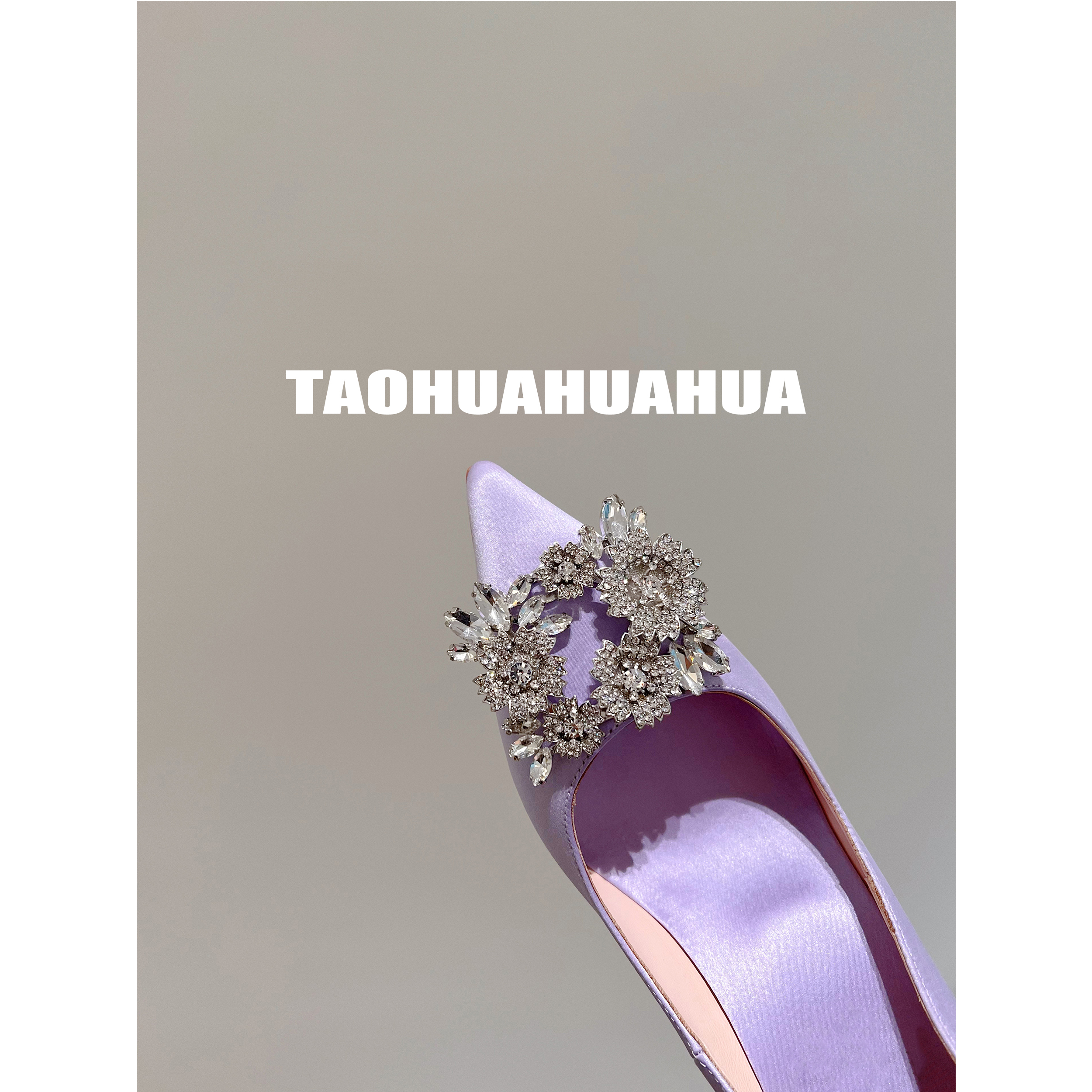 TAOHUAHUA12 28 beautiful to crazy~22 early spring flower rhinestone pointed high heels silk shoes